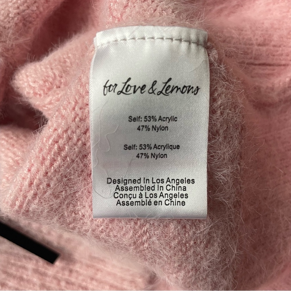 For Love & Lemons Josie Soft Fluffy Pink Bow Cardigan Sweater size small NWT - Picture 9 of 14